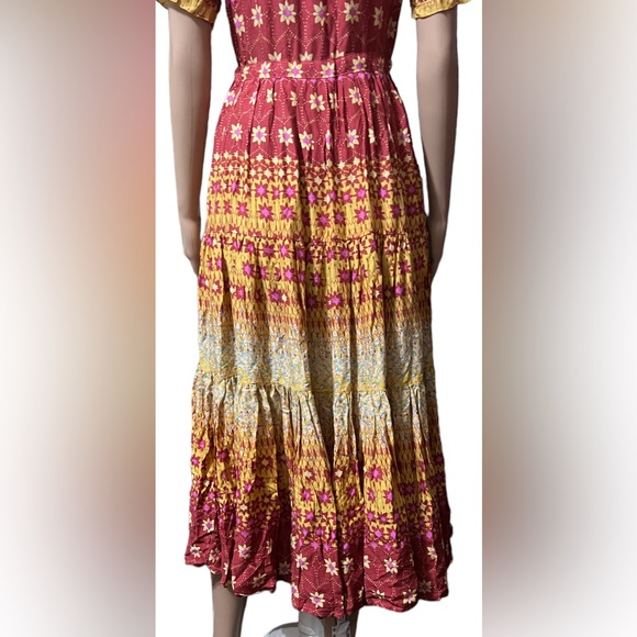 Free People Rare Feelings XS Maxi Dress Goldenrod Orange Peasant Prairi… - Picture 8 of 16